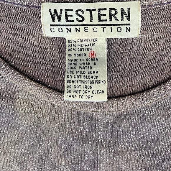 Vintage 90s Purple Swirl Glitter Short Sleeve Blouse Long Tee Shirt Top Size M - Picture 8 of 8